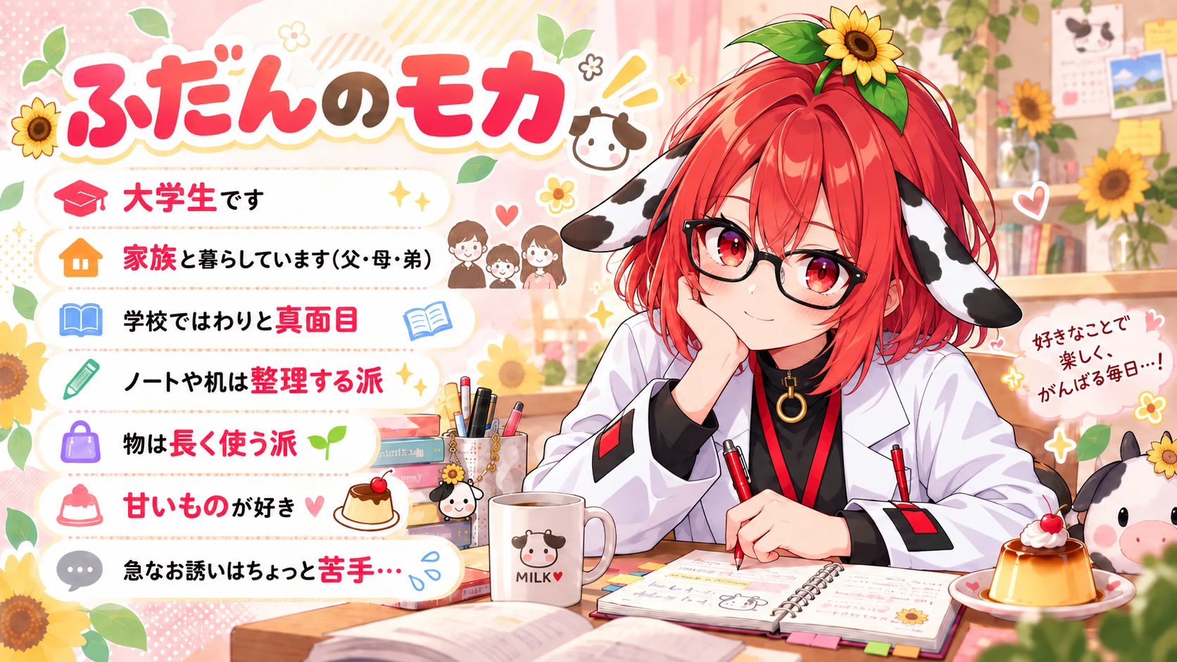 牧野モカ 自己紹介スライド 2「ふだんのモカ」